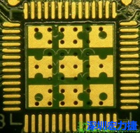 這也是不好的通孔設計，但部份通孔已經用綠漆(mask)蓋上，但仍有部份通孔未塞孔。 