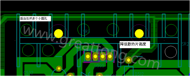 將散熱片減短5MM，合理的開散熱片底下的散熱孔