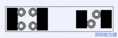 對于大尺寸的電容，比如板級濾波所用的鉭電容，推薦用圖中的安裝方法