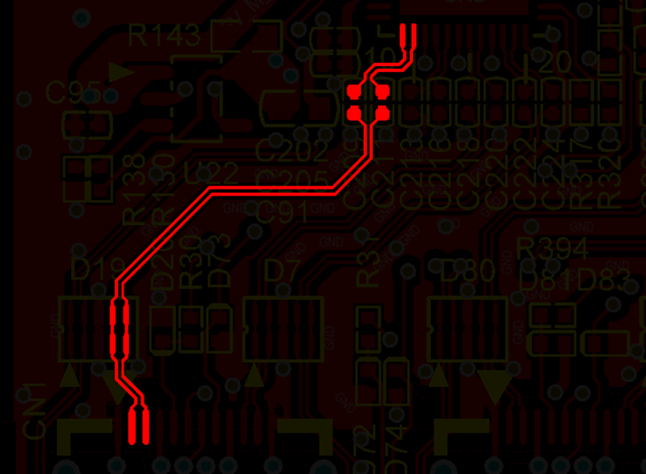 差分線盡量走等長(zhǎng)線、等距，避免時(shí)序偏差及共模干擾